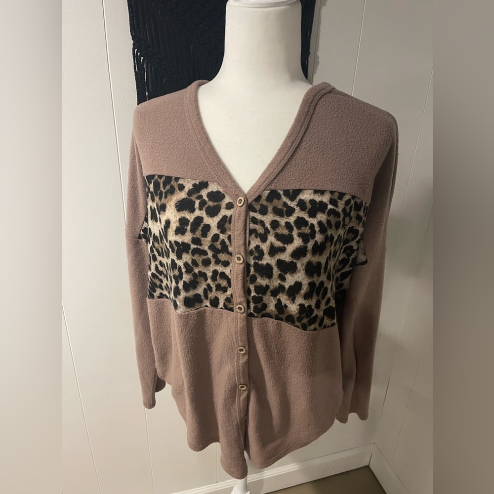 Mauve and Leopard Sweater